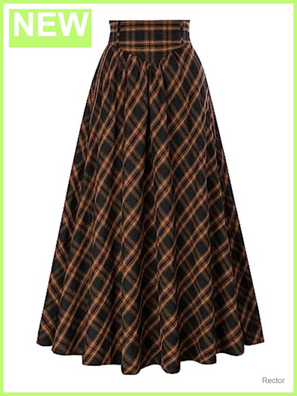 Plaid Maxi Skirt Women Renaissance A-Line High Waist Victorian Cottagecore